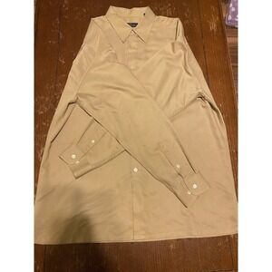 Bugatchi Uomo Men's XL Long Sleeve Dress Shirt Tan Beige Classic Business Casual